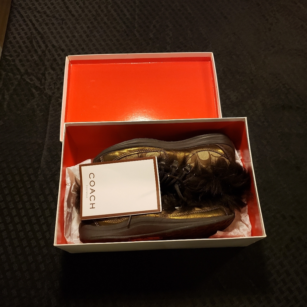 Authentic Coach fur lined sneakers. Size 6 1/2